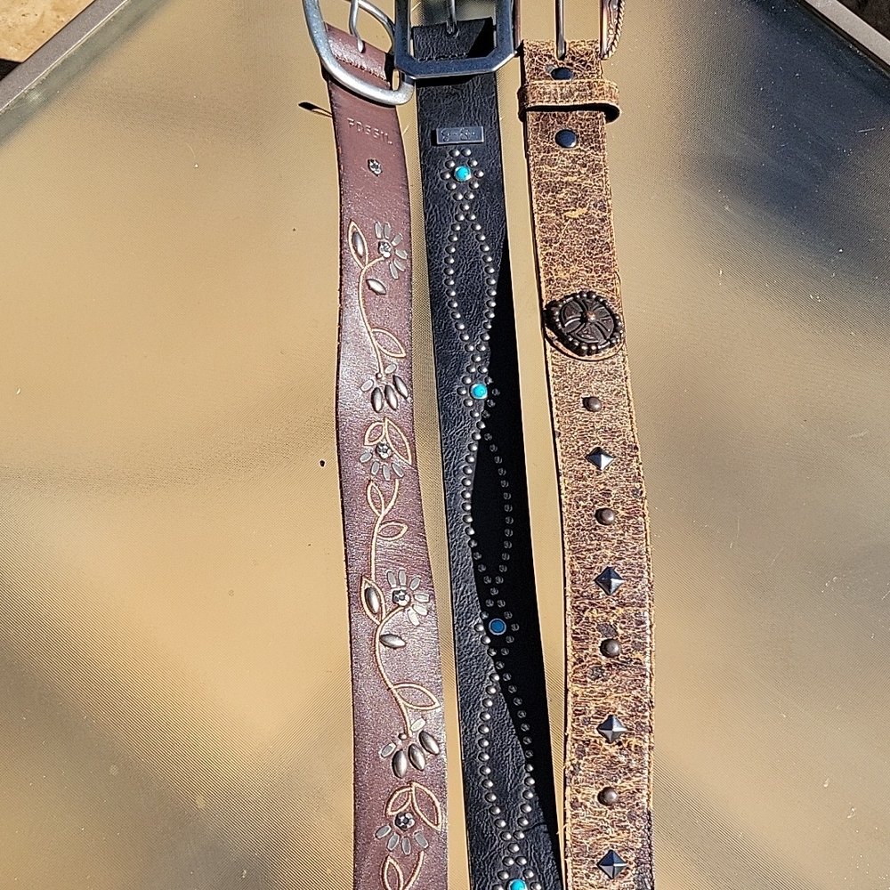 Brown and Black Embellished Women's Belts